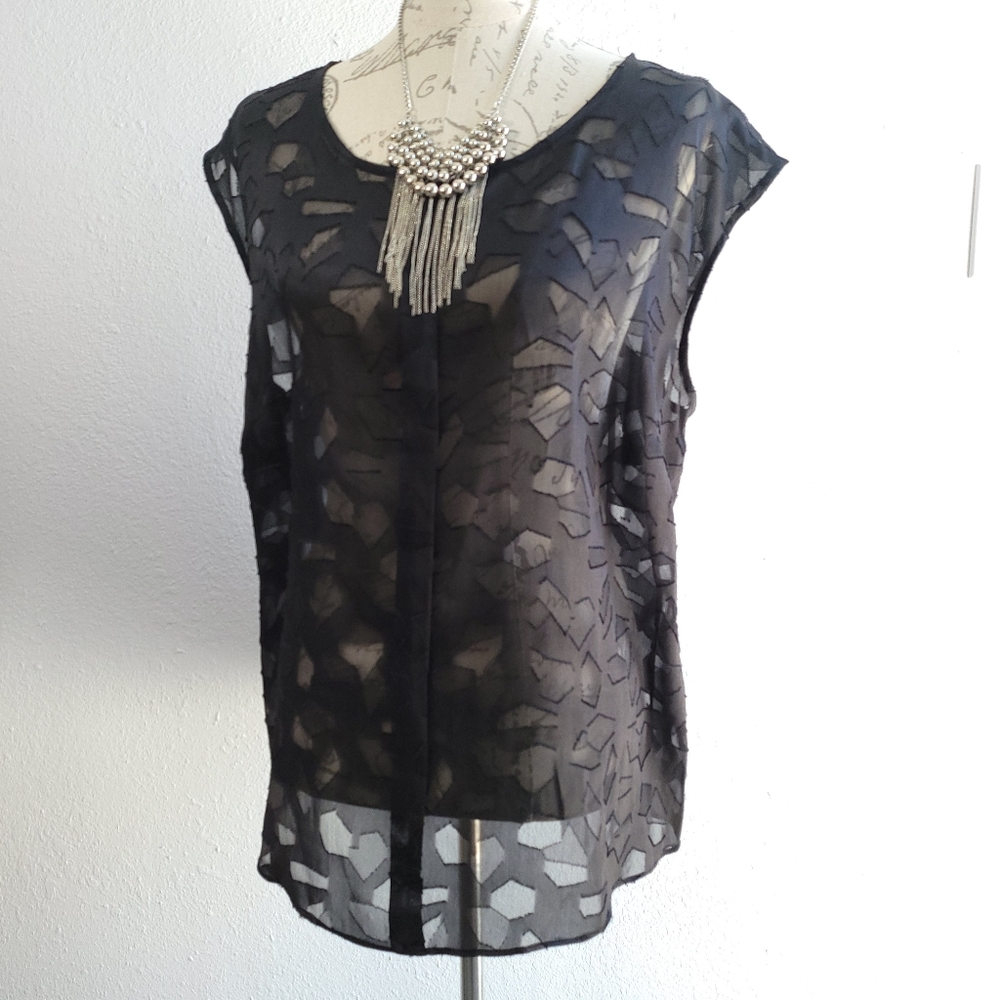 WORTHINGTON Black Sheer Top